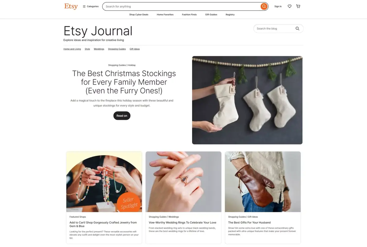 창의적인 삶을 위한 아이디어와 영감을 콘텐츠화하는 Etsy Blog