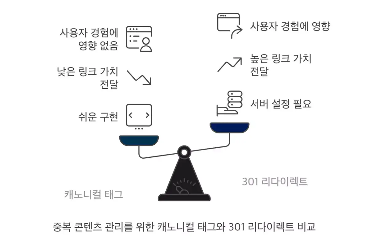 캐노니컬 태그 vs 301 리다이렉트