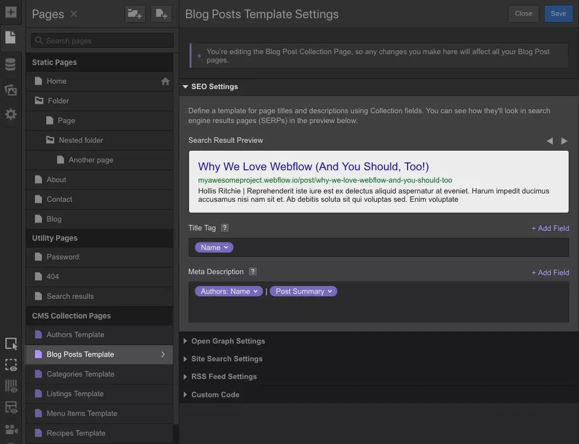 Choosing the Right CMS for SEO - Webflow’s Visual and SEO-Friendly Features